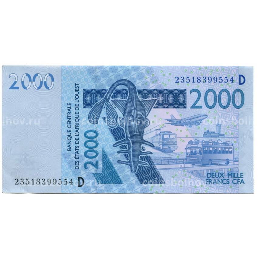 Банкнота 2000 франков (2003) 2023 года Мали (буква D)