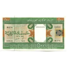 Банкнота 500 угий 2002 года Мавритания