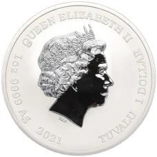 Монета 1 доллар 2021 года Тувалу «Комиксы Marvel — Росомаха» (реверс)