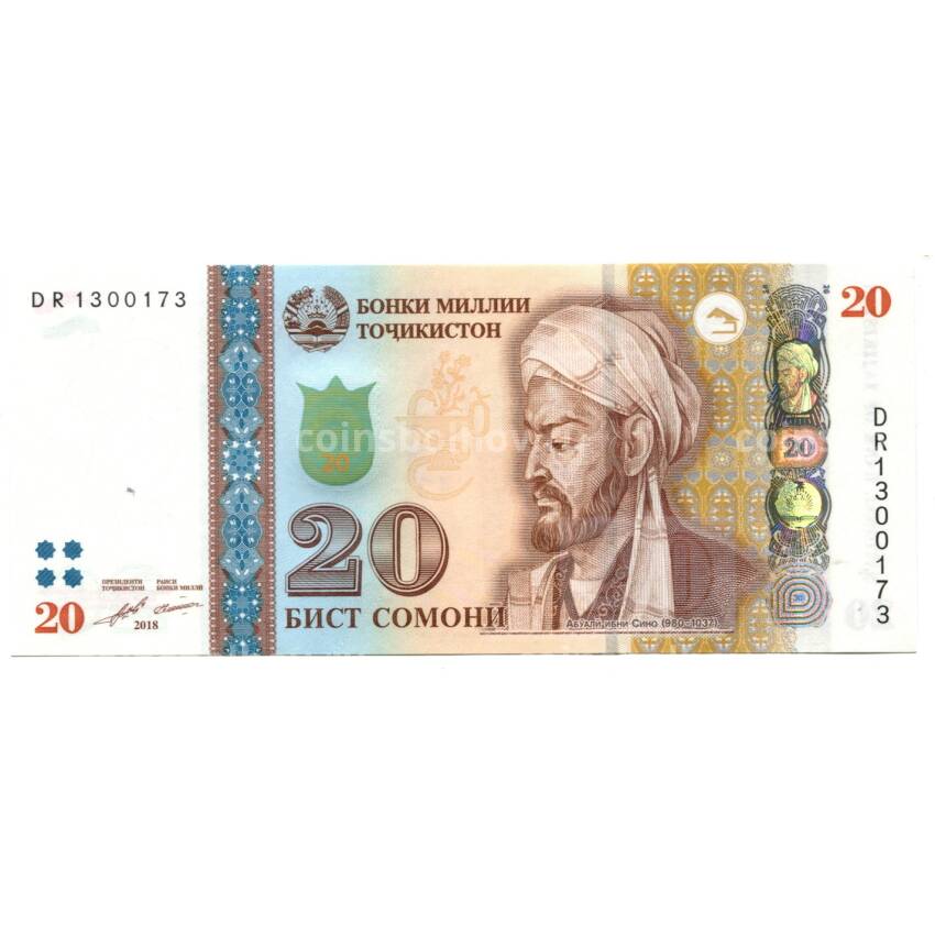 Банкнота 20 сомони 2018 года Таджикистан