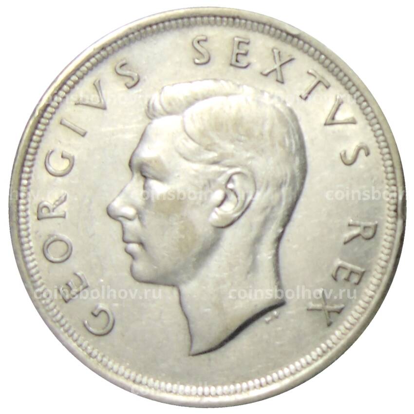Монета 5 шиллингов 1952 года ЮАР — 300 лет основанию Кейптауна (вид 2)