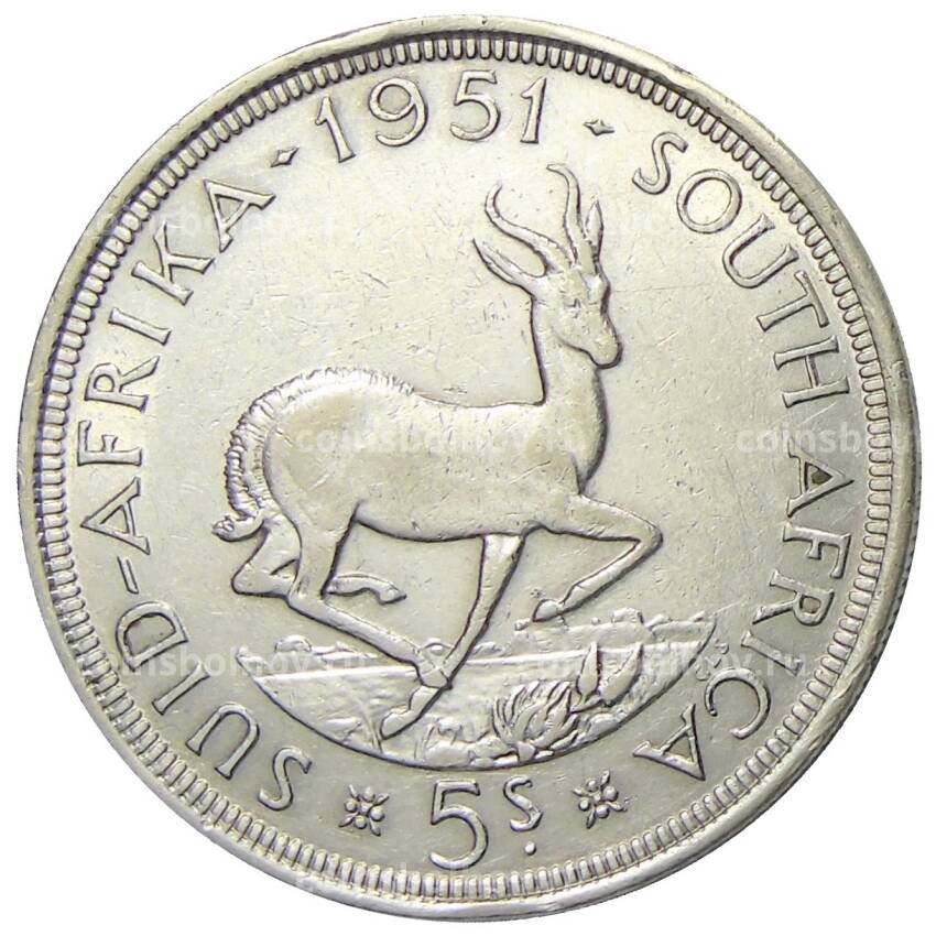 Монета 5 шиллингов 1951 года ЮАР