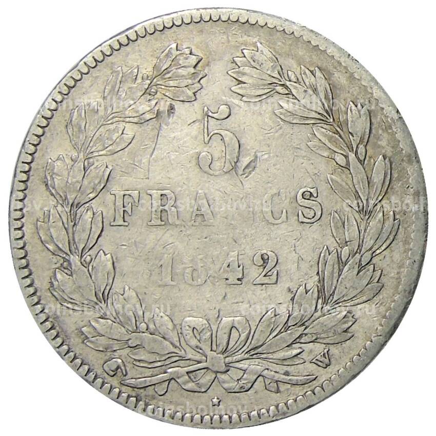 Монета 5 франков 1842 года W Франция