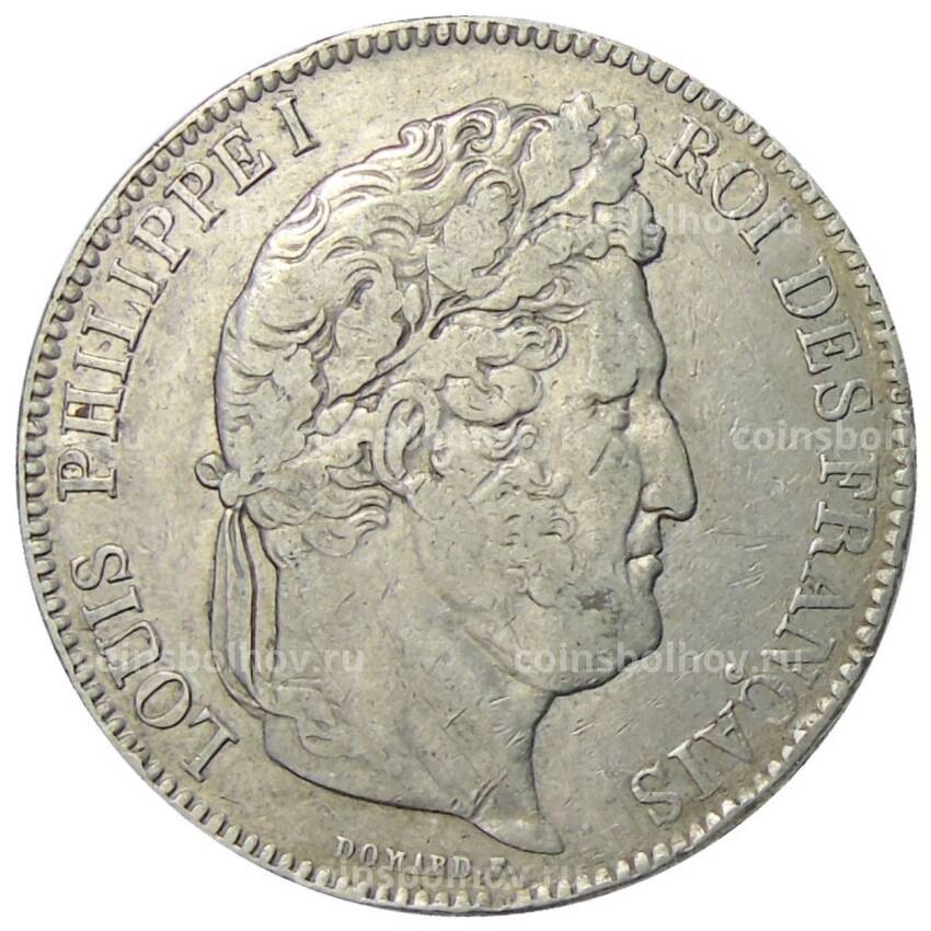 Монета 5 франков 1842 года W Франция (вид 2)