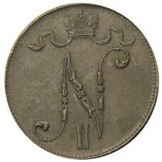 Монета 5 пенни 1916 года Русская Финляндия (реверс)