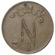 Монета 5 пенни 1916 года Русская Финляндия (реверс)