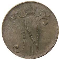 Монета 5 пенни 1916 года Русская Финляндия (реверс)