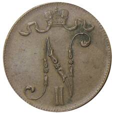 Монета 5 пенни 1916 года Русская Финляндия (реверс)
