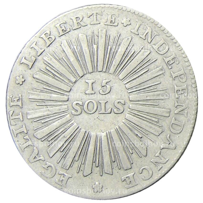 Монета 15 солей 1794 года Женевская республика