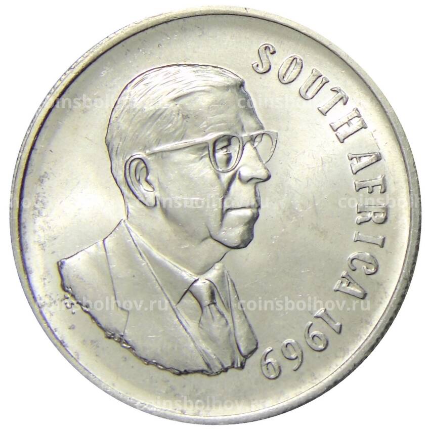 Монета 1 рэнд 1969 года ЮАР — Окончание президентства Теофилуса Дёнгеса
