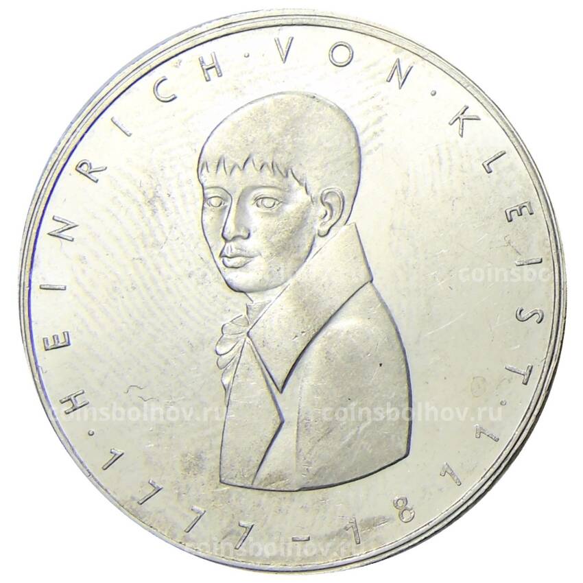 Монета 5 марок 1977 года G Германия — 200 лет со дня рождения Генриха фон Клейста