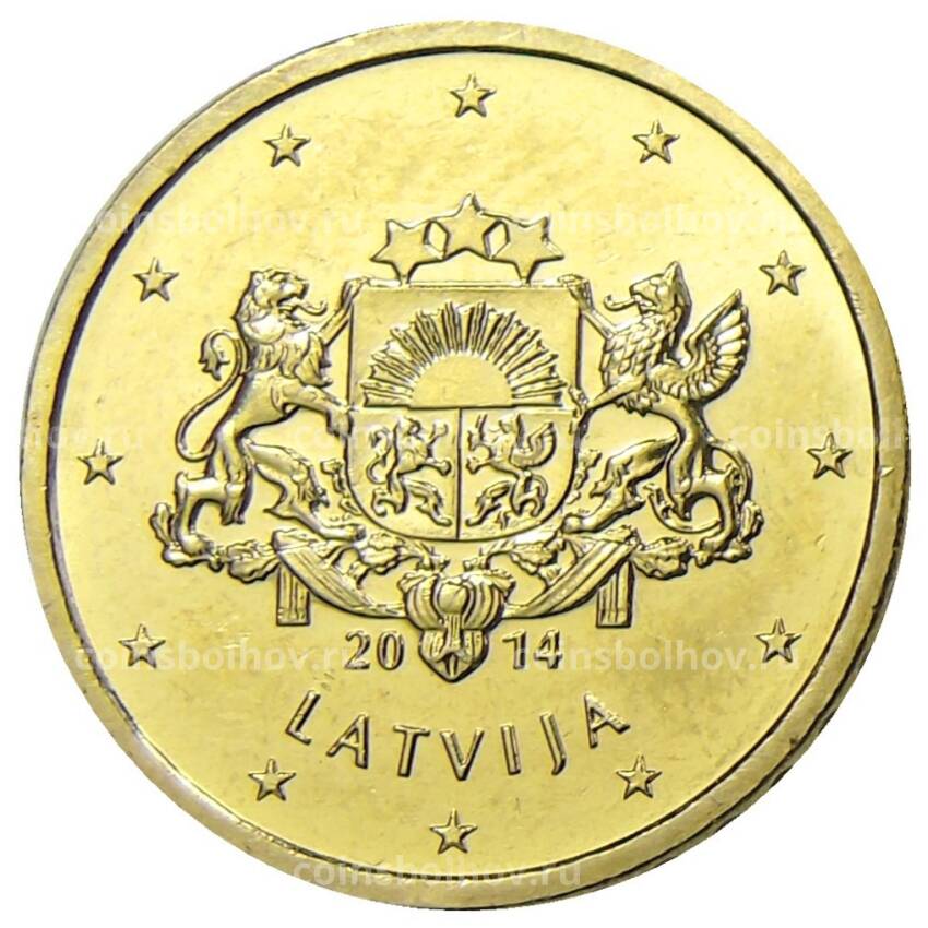 Монета 10 евроцентов 2014 года Латвия