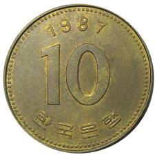 Монета 10 вон 1987 года Южная Корея (аверс)