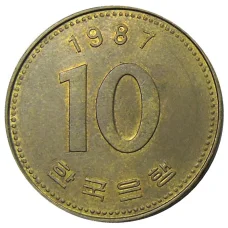 Монета 10 вон 1987 года Южная Корея (аверс)