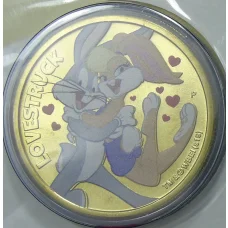 Монета 1 доллар 2019 года Тувалу Веселые мелодии — Багз Банни по уши влюбленный (в конверте с маркой) (аверс)