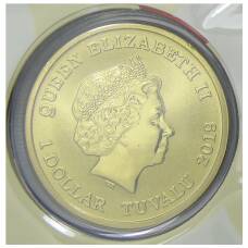 Монета 1 доллар 2019 года Тувалу Веселые мелодии — Багз Банни по уши влюбленный (в конверте с маркой) (реверс)