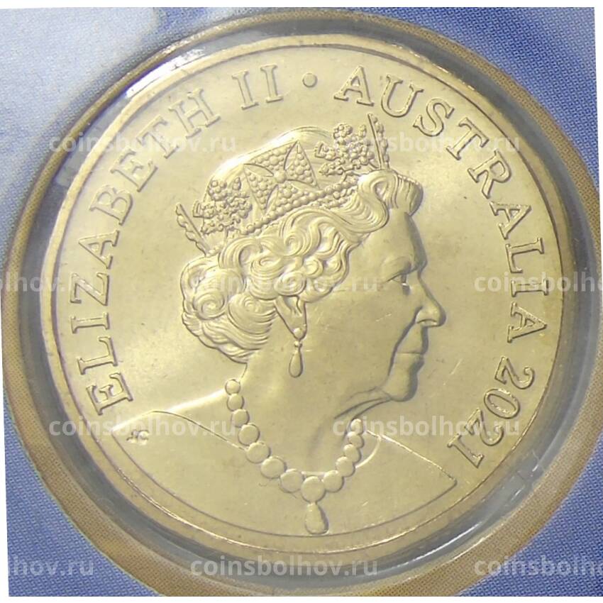 Монета 1 доллар 2021 года Австралия — Буква Q (в конверте с маркой) (вид 2)