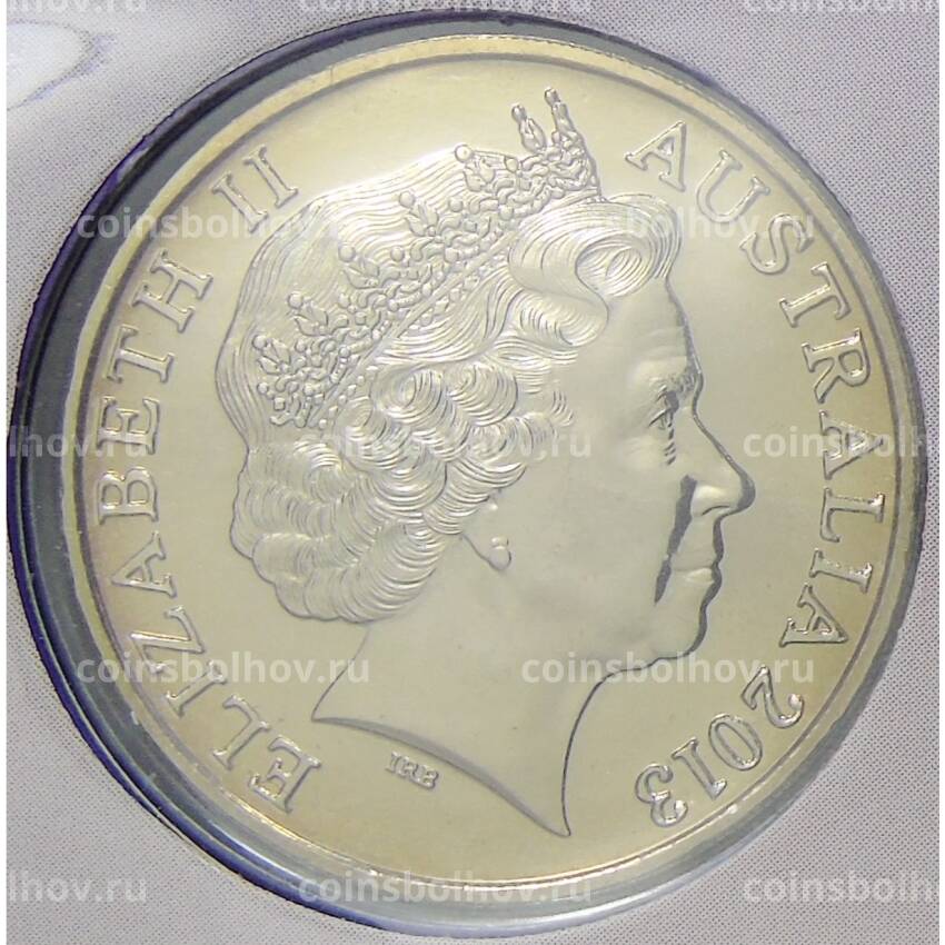 Монета 20 центов  2013 года Австралия — 25 лет Зданию парламента (в конверте с маркой) (вид 2)