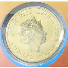 Монета 1 доллар 2020 года Тувалу — Китайский Новый год (в конверте с маркой) (реверс)