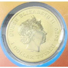 Монета 1 доллар 2020 года Тувалу — Китайский Новый год (в конверте с маркой) (реверс)