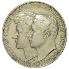 Монета 3 марки 1910 года A Германия (Саксен-Веймар-Aйзенах) — Свадьба Вильгельма и Феодоры (аверс)