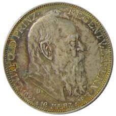 Монета 2 марки 1911 года D Германия (Бавария) — 90 лет со дня рождения Луитпольда Баварского (аверс)