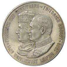 Монета 2 марки 1909 года Германия (Саксония) — 500 лет Лейпцигскому университету (аверс)