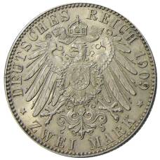 Монета 2 марки 1909 года Германия (Саксония) — 500 лет Лейпцигскому университету (реверс)