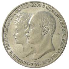 Монета 2 марки 1904 года A Германия (Мекленбург-Шверин) — Свадьба Герцога Фридриха Франца IV (аверс)