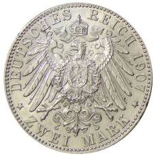 Монета 2 марки 1907 года D Германия (Бавария) (реверс)