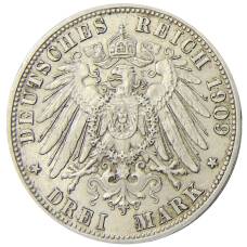 Монета 3 марки 1909 года D Германия (Бавария) (реверс)