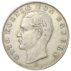 Монета 3 марки 1908 года D Германия (Бавария) (аверс)