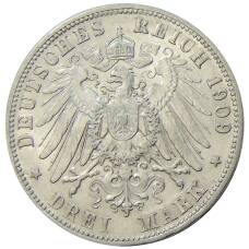Монета 3 марки 1909 года F Германия (Вюртемберг) (реверс)
