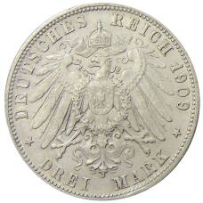 Монета 3 марки 1909 года F Германия (Вюртемберг) (реверс)