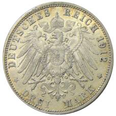 Монета 3 марки 1912 года F Германия (Вюртемберг) (реверс)