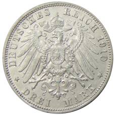 Монета 3 марки 1910 года F Германия (Вюртемберг) (реверс)