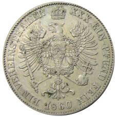 Монета 1 союзный талер 1860 года A Германские государства — Пруссия (реверс)