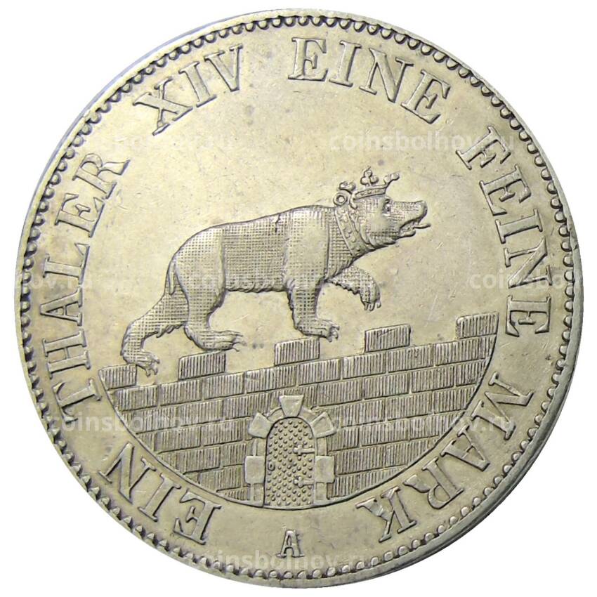 Монета 1 талер 1855 года A Германские государства — Ангальт-Бернбург