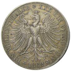 Монета 1 союзный талер 1862 года Германские государства —  Франкфурт (реверс)