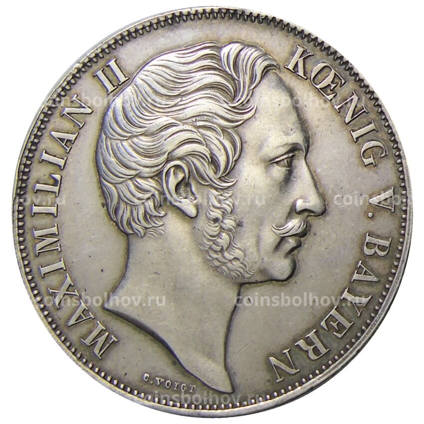 Монета 1 талер 1855 года Германские государства — Бавария — Реставрация Колонны Мадонны в Мюнхене (вид 2)