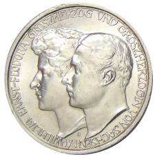 Монета 3 марки 1910 года A Германия (Саксен-Веймар-Aйзенах) — Свадьба Вильгельма и Феодоры (аверс)