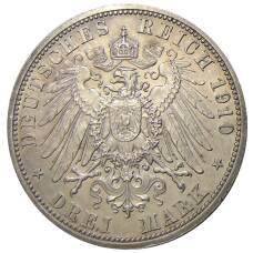 Монета 3 марки 1910 года A Германия (Саксен-Веймар-Aйзенах) — Свадьба Вильгельма и Феодоры (реверс)