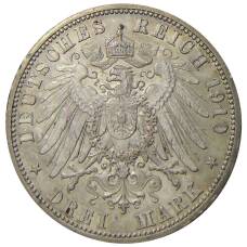 Монета 3 марки 1910 года A Германия (Саксен-Веймар-Aйзенах) — Свадьба Вильгельма и Феодоры (реверс)
