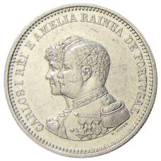 Монета 200 рейс 1898 года Португалия — 400 лет Открытию Индии (аверс)