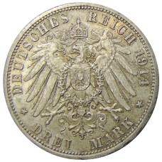 Монета 3 марки 1914 года Германия (Ангальт) — 25 лет свадьбе Фридриха II и Марии Баденской (реверс)