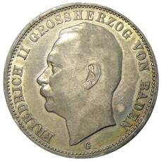 Монета 3 марки 1912 года G Германия (Баден) (аверс)
