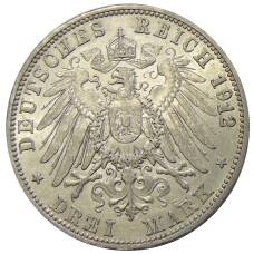 Монета 3 марки 1912 года G Германия (Баден) (реверс)