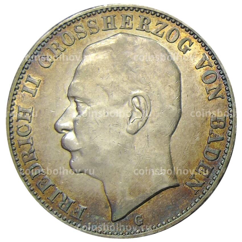 Монета 3 марки 1911 года G Германия (Баден)