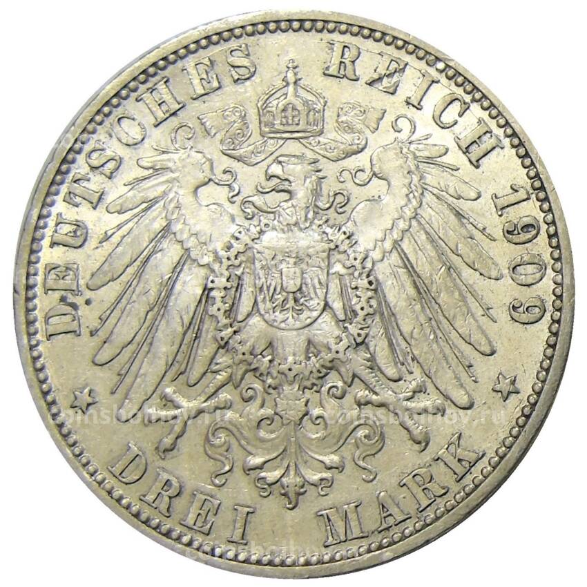 Монета 3 марки 1909 года A Германия (Ангальт) (вид 2)