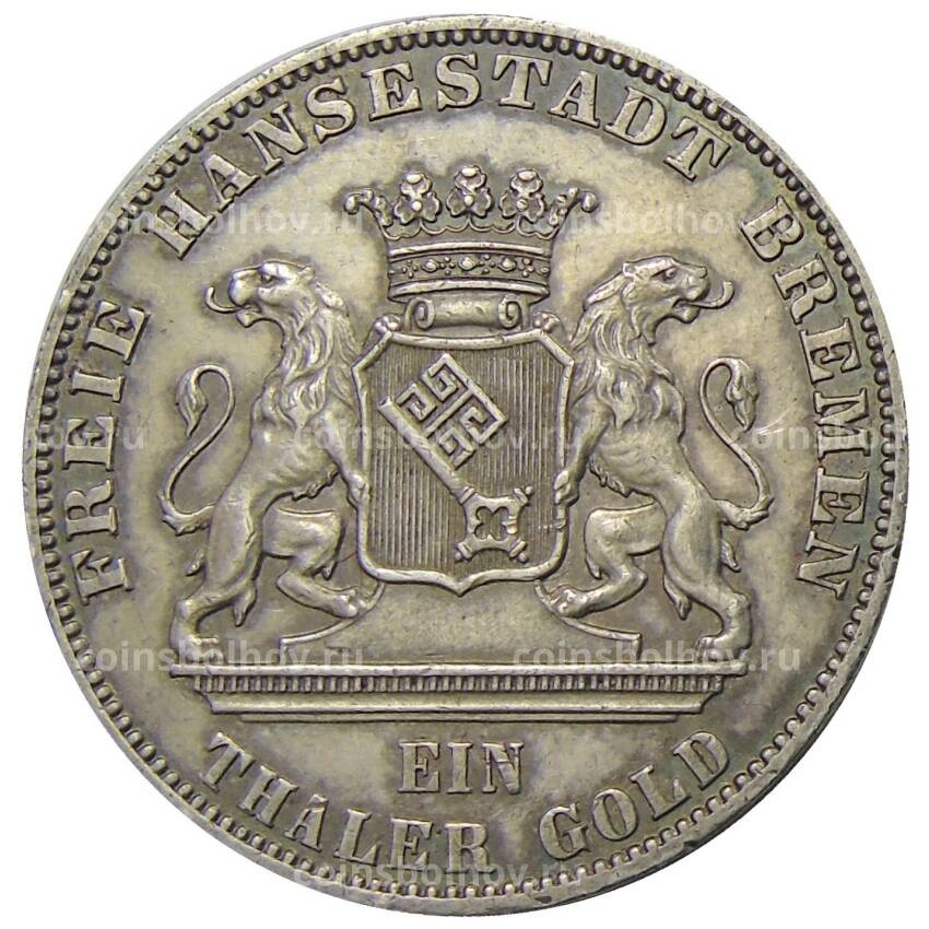 Монета 1 талер 1865 года B Германские государства — Бремен «Второй немецкий стрелковый фестиваль» (вид 2)